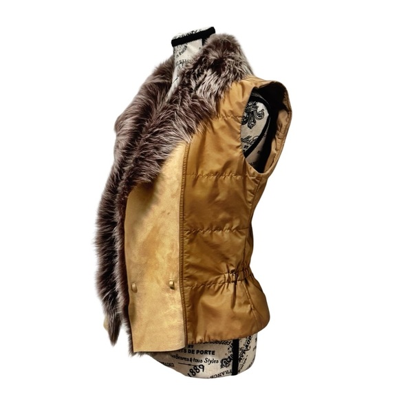 Ermanno Scervino  Women’s Brown Leather Faux Fur Vest. Size 8 - Picture 9 of 10